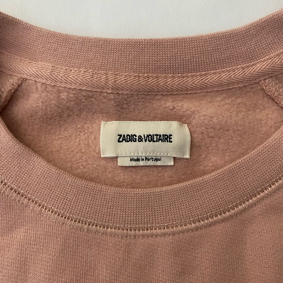 Zadig & Voltaire Upper Photoprint Heart Sweatshirt. Color is Blush. Size Medium - Picture 2 of 10